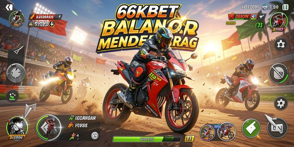 Tampilan visual menarik dari gameplay balapan motor 66KBET.