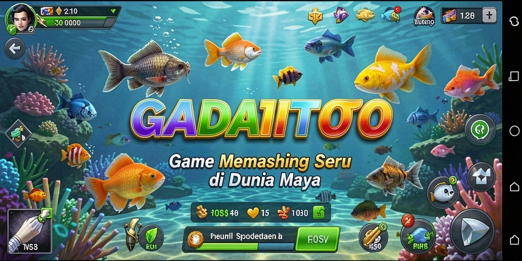 Screenshot gameplay GADAITOTO menampilkan momen seru saat memancing ikan.