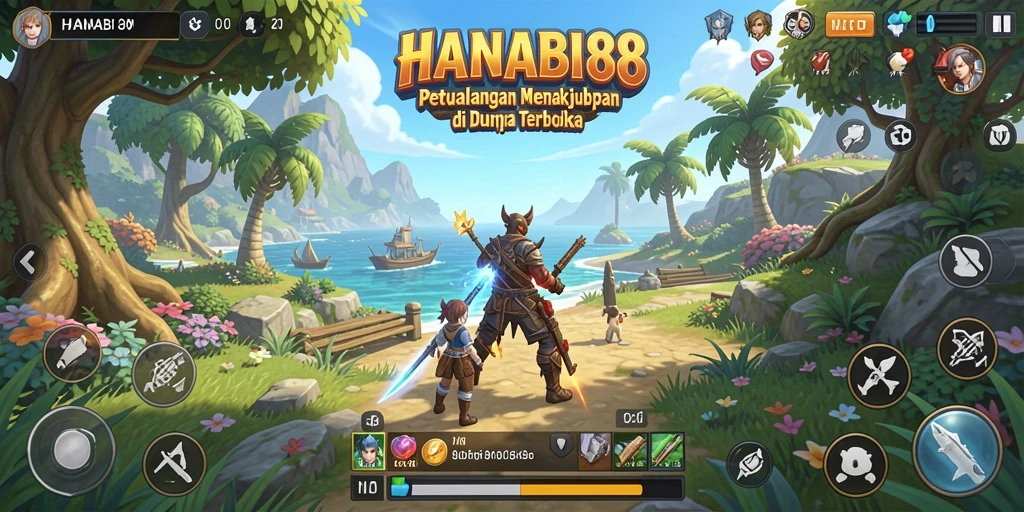 Tampilan menarik dari gameplay HANABI88 dalam dunia terbuka.