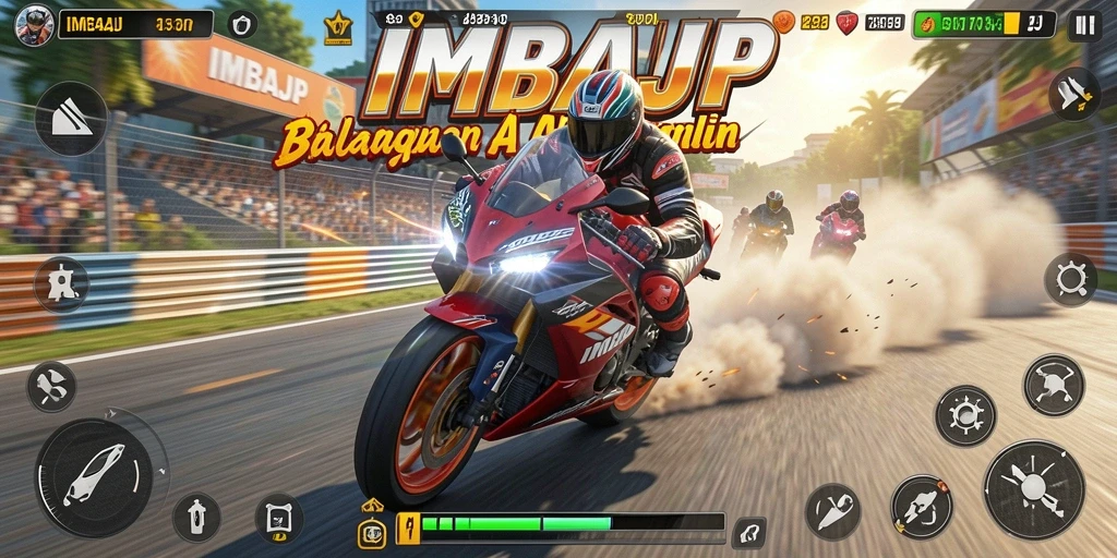 Tampilan gameplay menarik dari game balap motor IMBAJP.