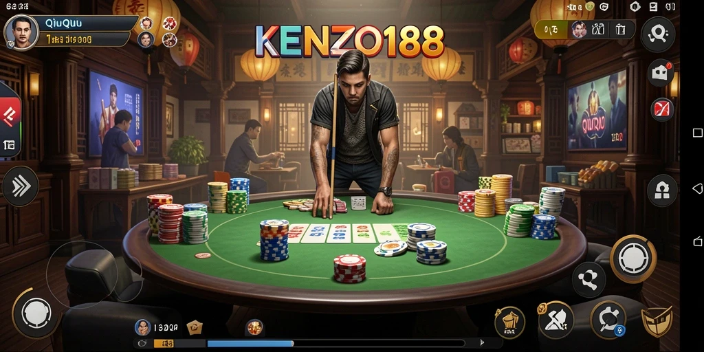 Screenshot gameplay KENZO188 yang seru dan penuh strategi QiuQiu.