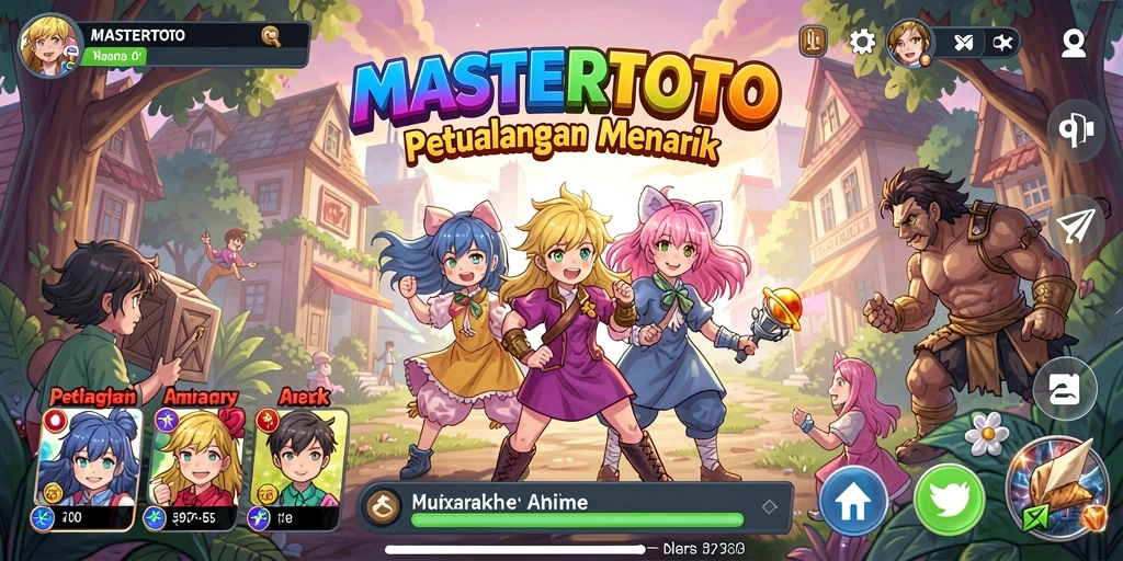 Tampilan gameplay seru dalam MASTERTOTO dengan karakter anime yang menarik.