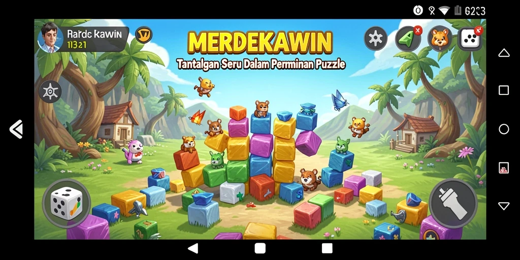 Tangkapan layar permainan <strong>MERDEKAWIN</strong> menampilkan aksi seru dan gameplay puzzle.
