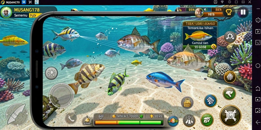 Tampilan menakjubkan dari gameplay <strong>MUSANG178</strong> saat menangkap ikan.
