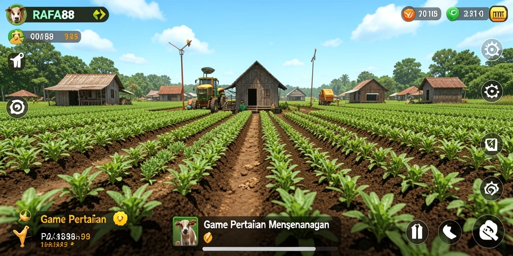 Tampilan gameplay RAFA88 dengan aktivitas pertanian seru.