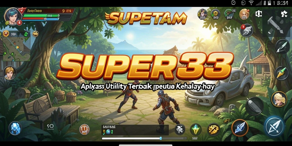 Antarmuka pengguna aplikasi SUPER33 menunjukkan fitur utilitas yang kaya.