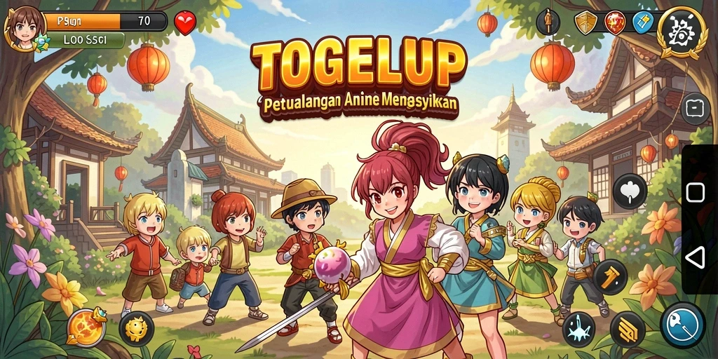 Menggambarkan gameplay menarik TOGELUP dengan karakter anime yang dinamis.