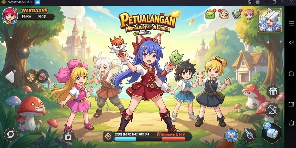 Tampilan gameplay menyeramkan penuh aksi dan karakter anime.