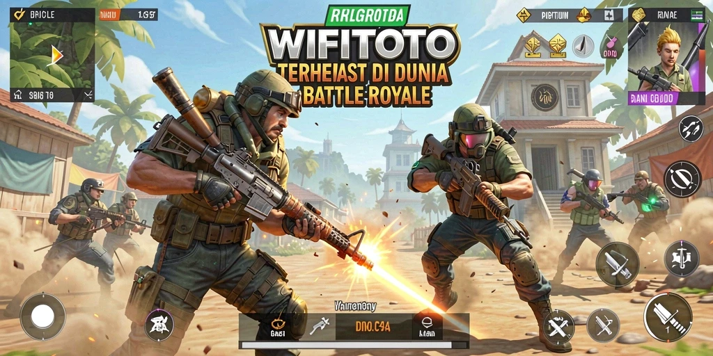 Tampilan gameplay seru WIFITOTO dengan aksi Battle Royale yang mendebarkan.